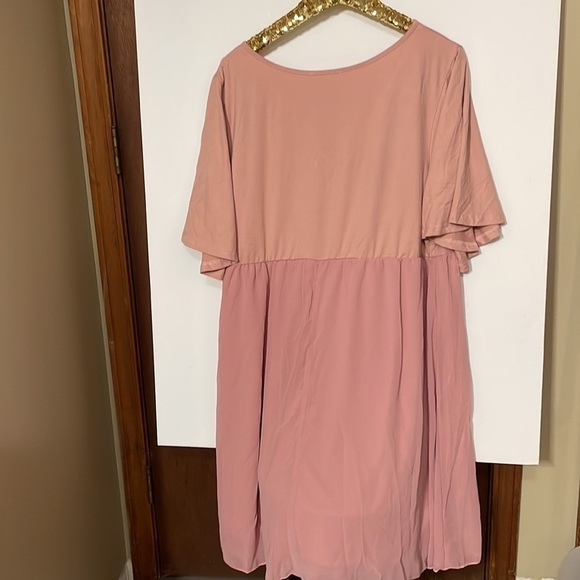 Pink Plus Size Chiffon Style Babydoll Dress - Picture 13 of 16